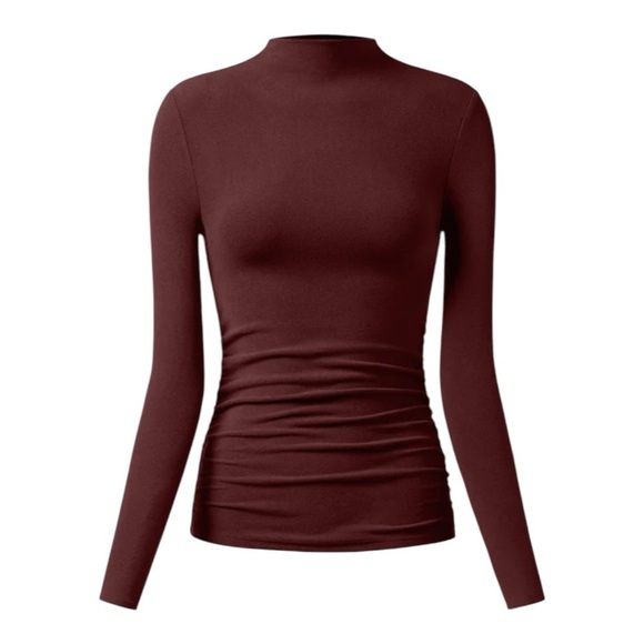 OGL Ruby Mid Thermal Thermal Ruched Sides Tuckable Mockneck Top Womens Size S - Picture 1 of 11